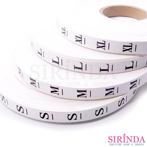 ป้ายไซส์พิมพ์1cm พื้นขาว อักษรดำ เนื้อไนล่อน I Nylon Printed Size Label